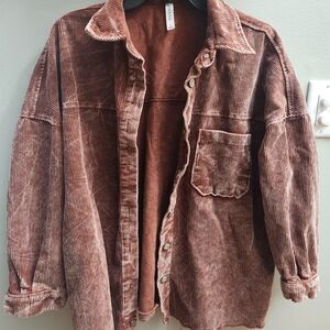 Corduroy Shacket in Rust